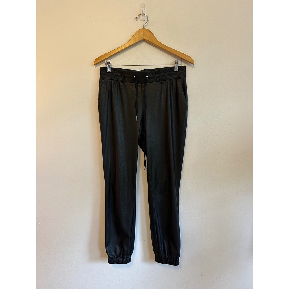 n:Philanthropy Black Faux Leather Jogger Pants | Size Medium
